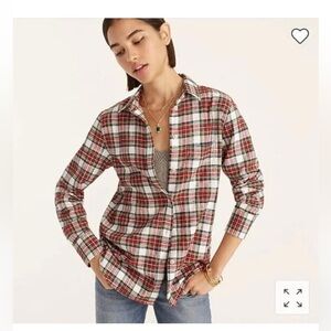 NWT JCrew Classic Fit Snowy Tartan Flannel Shirt - 00